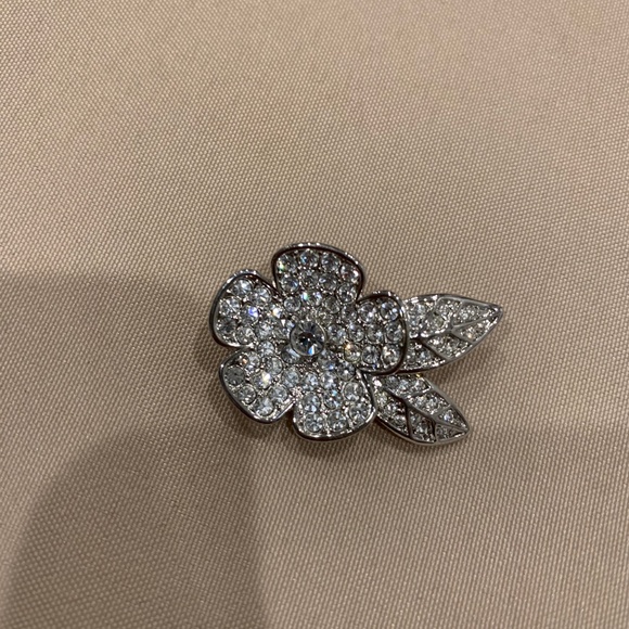Givenchy Pave Flower Brooch w/ Rhinestones on Silver Tone Metal.  Signed - Picture 1 of 3